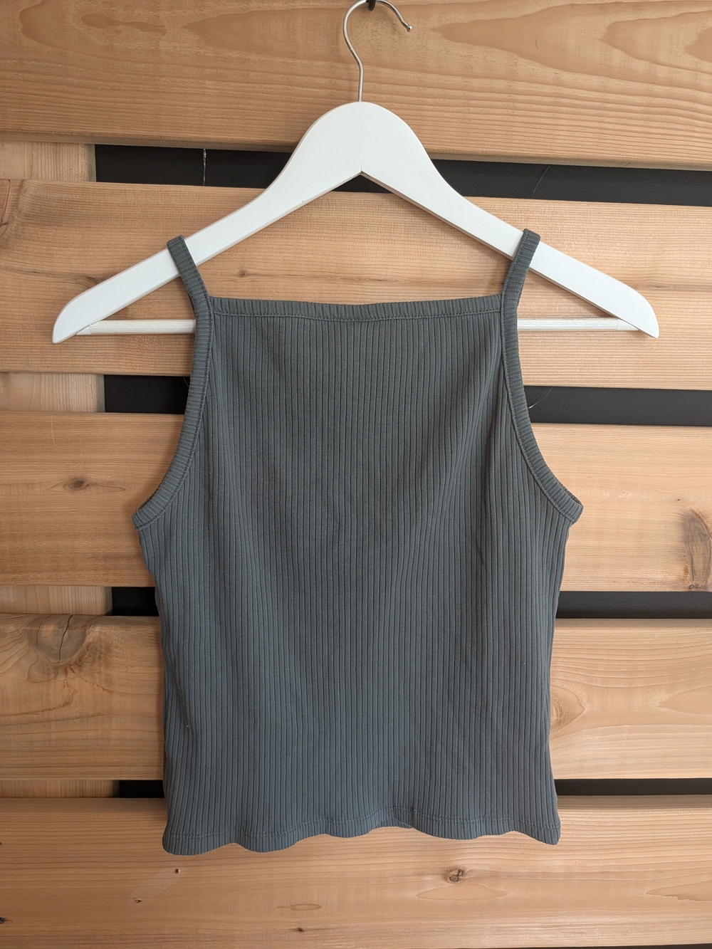 Old Navy Ribbed Square-Neck Tank Top - Charcoal Gray